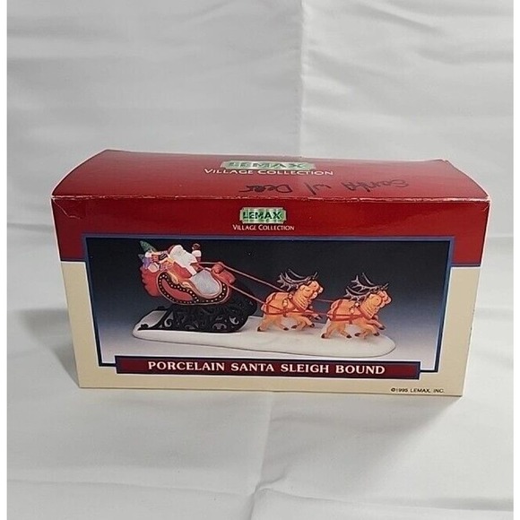 Lemax Village Collection #53157 1995 Porcelain Santa Sleigh Bound - Picture 1 of 10
